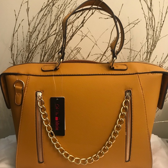 Bags | Mustard Yellow Gold Chain Handbag | Poshmark